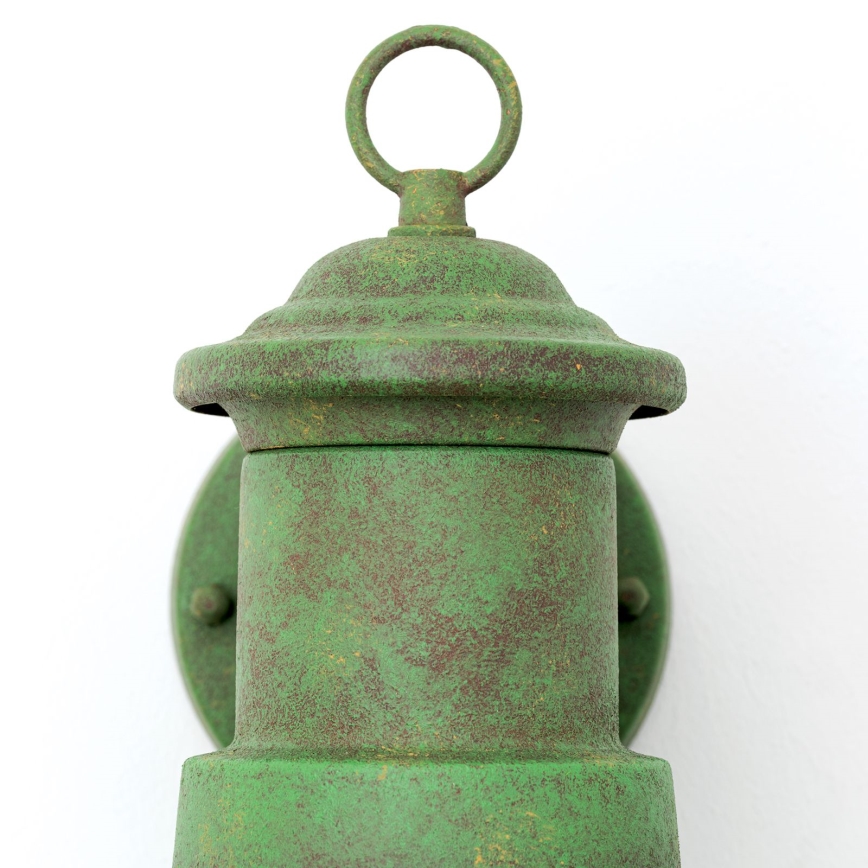 Vägglampa för utomhusbruk LEONIE 1xE27/60W/230V IP44 grön