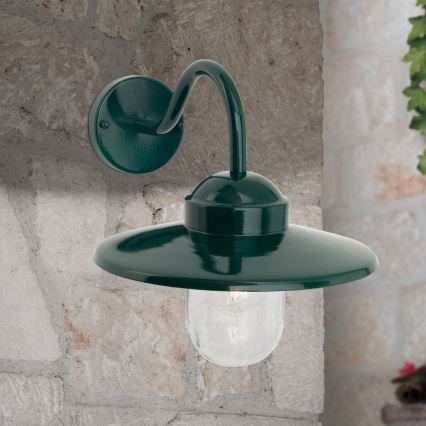 Vägglampa för utomhusbruk EDWARD 1xE27/60W/230V IP44 grön