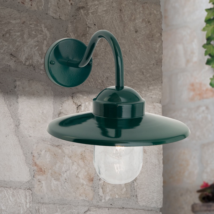 Vägglampa för utomhusbruk EDWARD 1xE27/60W/230V IP44 grön