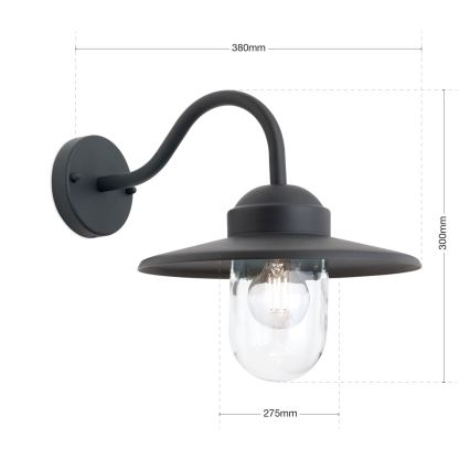 Vägglampa för utomhusbruk EDWARD 1xE27/60W/230V IP44 svart
