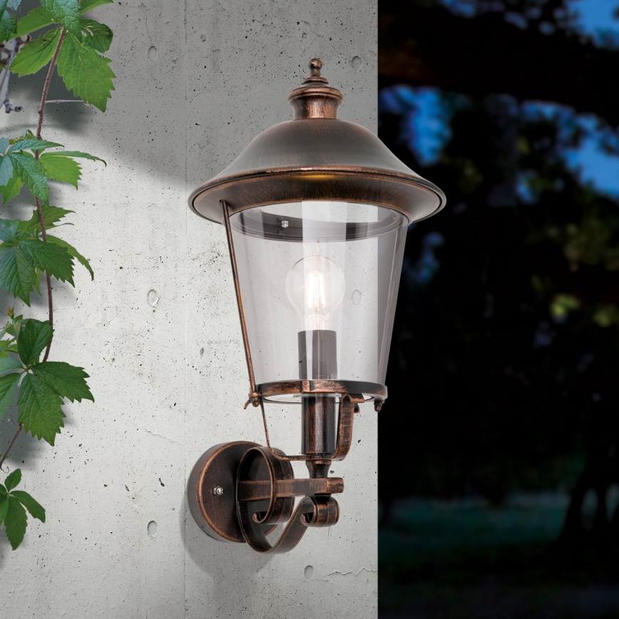 Vägglampa för utomhusbruk KENZO 1xE27/100W/230V IP44 brons/patina