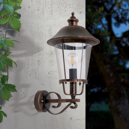 Vägglampa för utomhusbruk KENZO 1xE27/100W/230V IP44 brons/patina