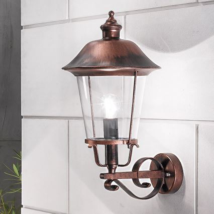 Vägglampa för utomhusbruk KENZO 1xE27/100W/230V IP44 brons/patina