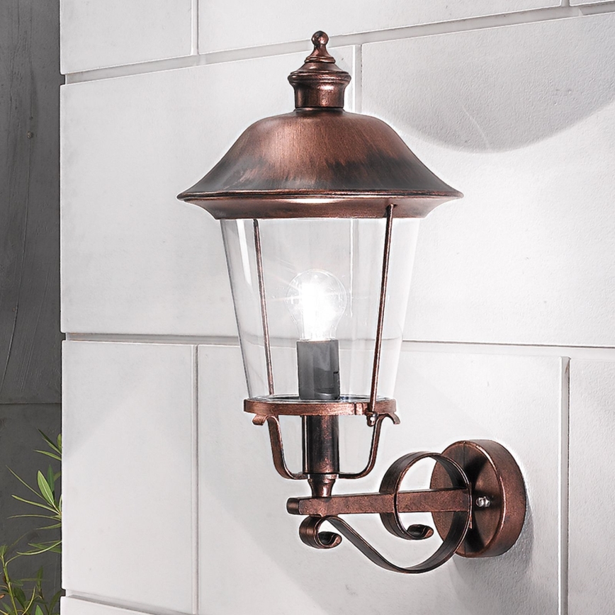 Vägglampa för utomhusbruk KENZO 1xE27/100W/230V IP44 brons/patina