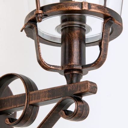 Vägglampa för utomhusbruk KENZO 1xE27/100W/230V IP44 brons/patina