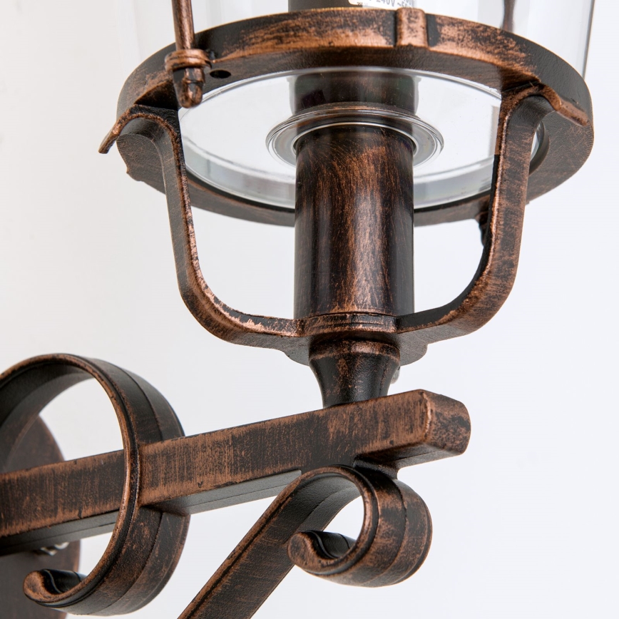 Vägglampa för utomhusbruk KENZO 1xE27/100W/230V IP44 brons/patina