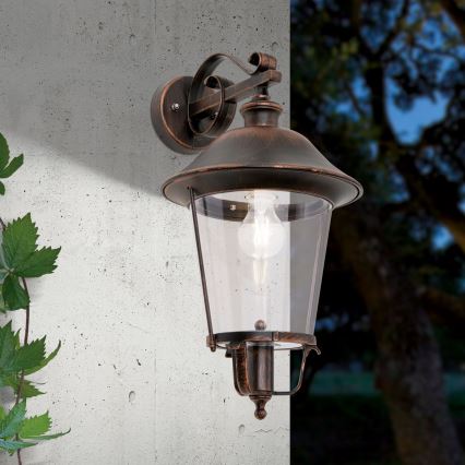 Vägglampa för utomhusbruk KENZO 1xE27/100W/230V IP44 brons/patina