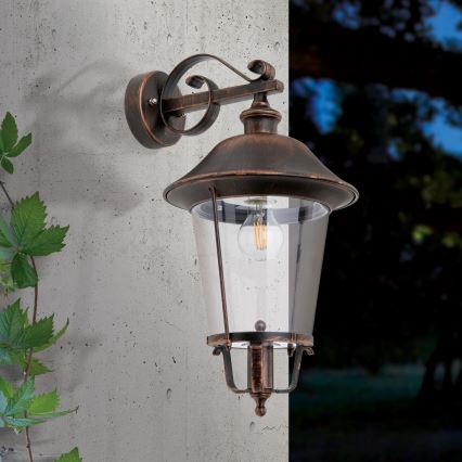 Vägglampa för utomhusbruk KENZO 1xE27/100W/230V IP44 brons/patina