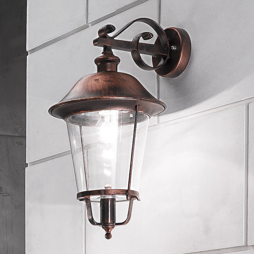 Vägglampa för utomhusbruk KENZO 1xE27/100W/230V IP44 brons/patina