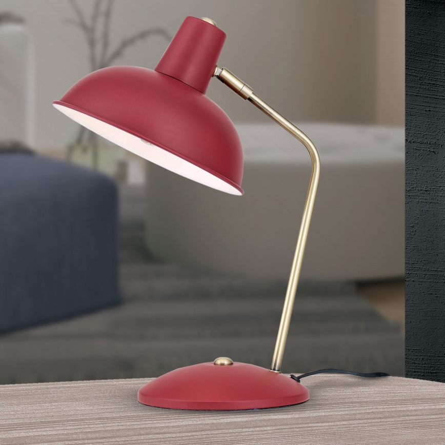 Bordslampa FEDRA 1xE14/40W/230V röd/mässing