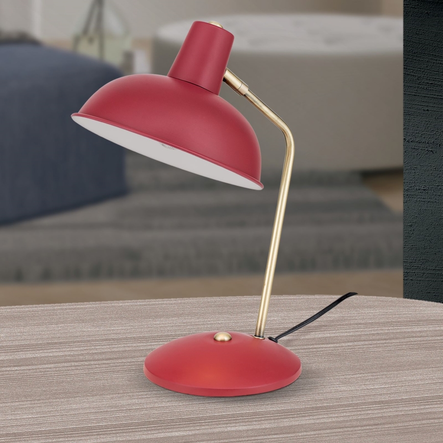 Bordslampa FEDRA 1xE14/40W/230V röd/mässing