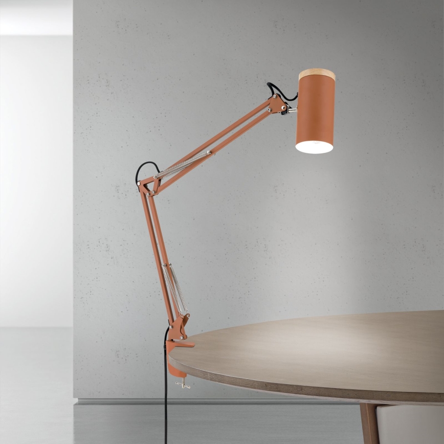 Bordslampa med klämma GILI 1xE27/40W/230V tegelröd