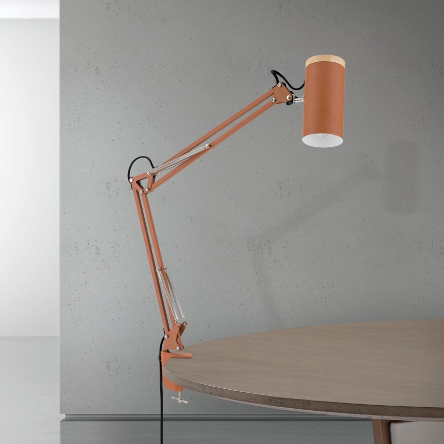 Bordslampa med klämma GILI 1xE27/40W/230V tegelröd