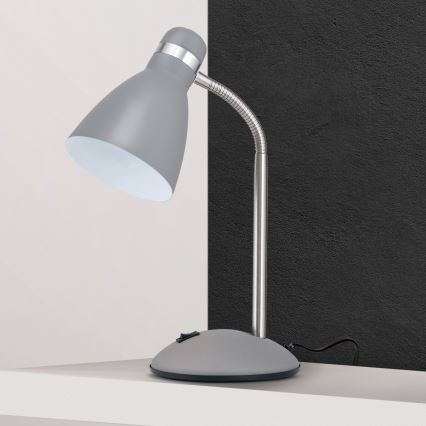 Bordslampa SCHOOL 1xE27/40W/230V grå/matt krom