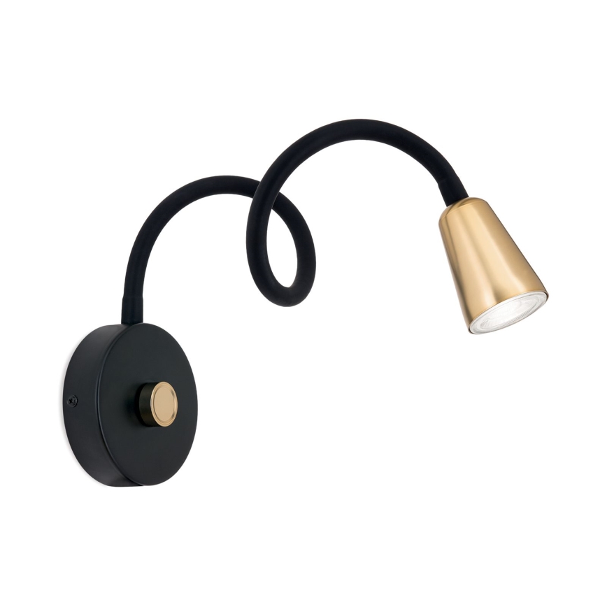 Dimmbar flexibel vägglampa DOTTY 1xGU10/10W/230V svart/mässing