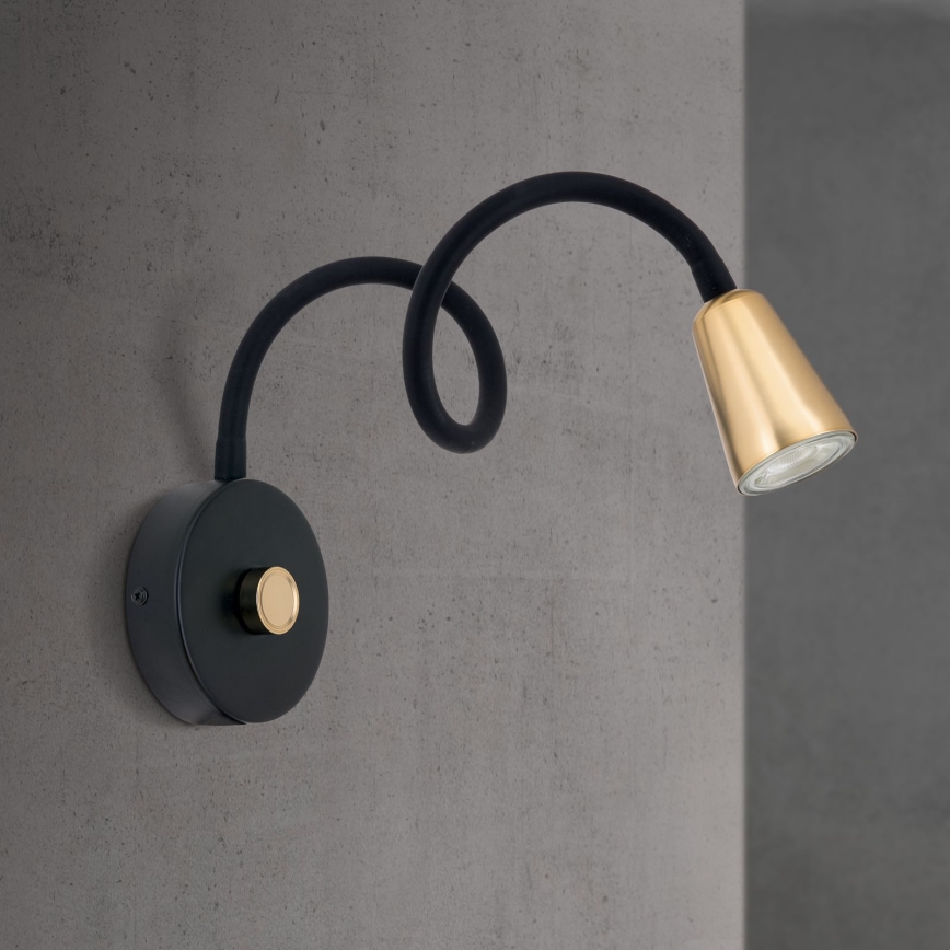 Dimmbar flexibel vägglampa DOTTY 1xGU10/10W/230V svart/mässing