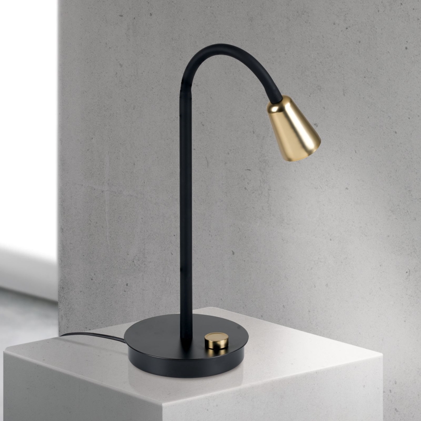 Dimbar flexibel bordslampa DOTTY 1xGU10/10W/230V svart/mässing