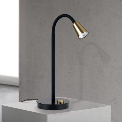 Dimbar flexibel bordslampa DOTTY 1xGU10/10W/230V svart/mässing