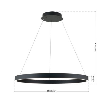Dimbara LED-pendellampa på kabel KOLK LED/80W/230V 2700/3000/4000K Ø 80 cm svart