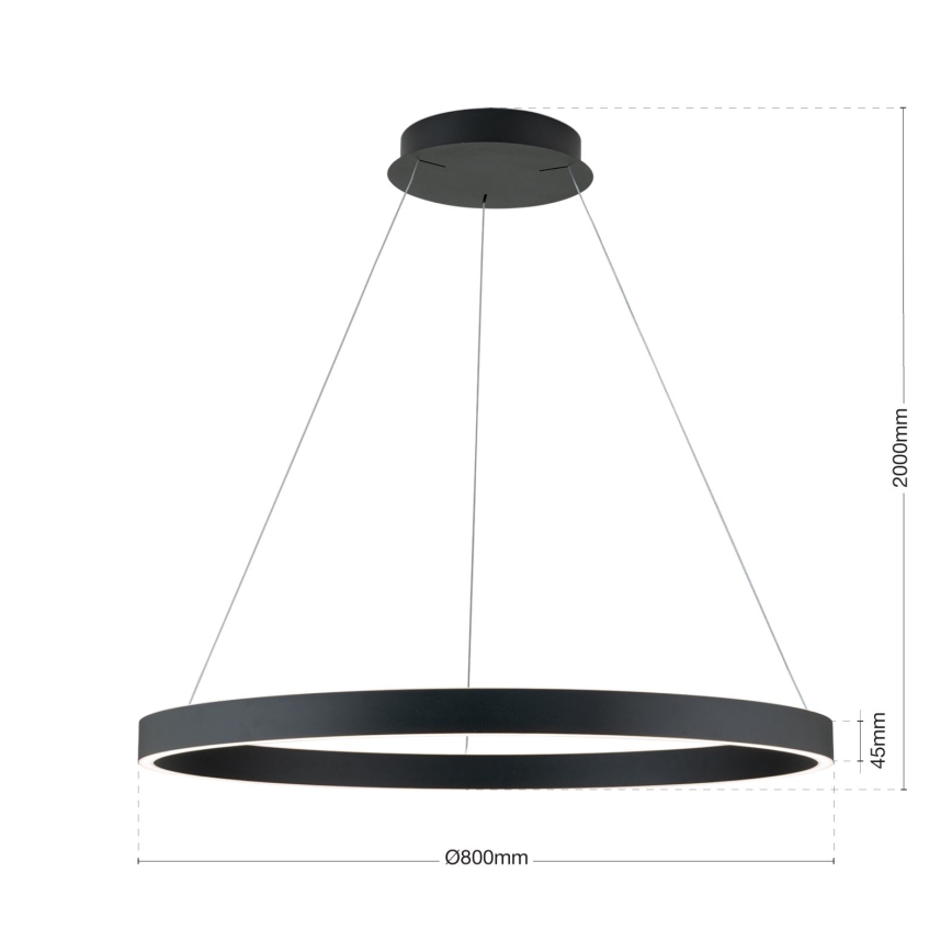 Dimbara LED-pendellampa på kabel KOLK LED/80W/230V 2700/3000/4000K Ø 80 cm svart