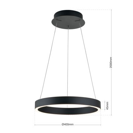 LED dimbar pendel på kabel KOLK LED/40W/230V 2700/3000/4000K pr. 40 cm svart