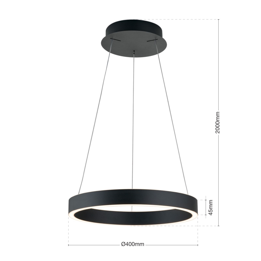 LED dimbar pendel på kabel KOLK LED/40W/230V 2700/3000/4000K pr. 40 cm svart