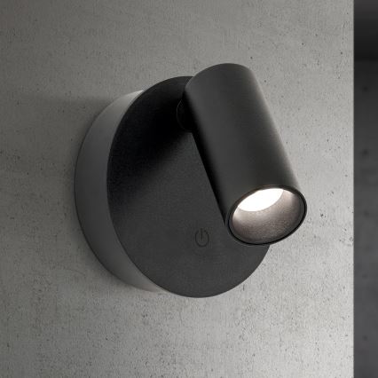 Dimbart uppladdningsbart beröringsstyrt väggspot LUXY LED/1W/5V 2200 mAh 2700/3000/4000K svart