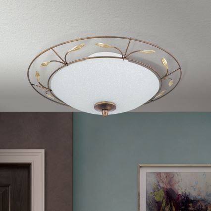 Taklampa LUCA 2xE14/40W/230V diameter 40 cm brons/patina