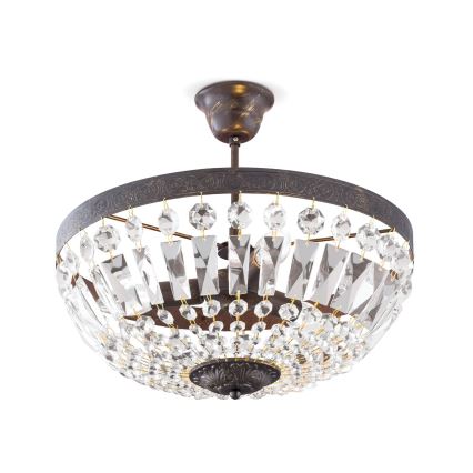 Hängande kristallkrona ARILA 3xE14/40W/230V diameter 40 cm brun/patina