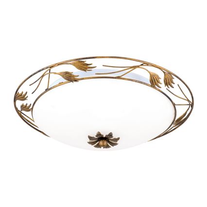 Taklampa FLEUR 3xE27/60W/230V diameter 50 cm brons