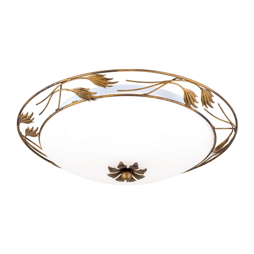 Taklampa FLEUR 3xE27/60W/230V diameter 50 cm brons