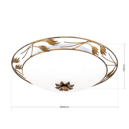 Taklampa FLEUR 3xE27/60W/230V diameter 50 cm brons