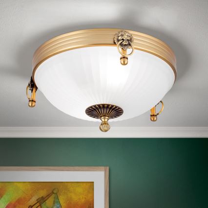 Taklampa ROCCA 2xE27/60W/230V diameter 31 cm brons/vit