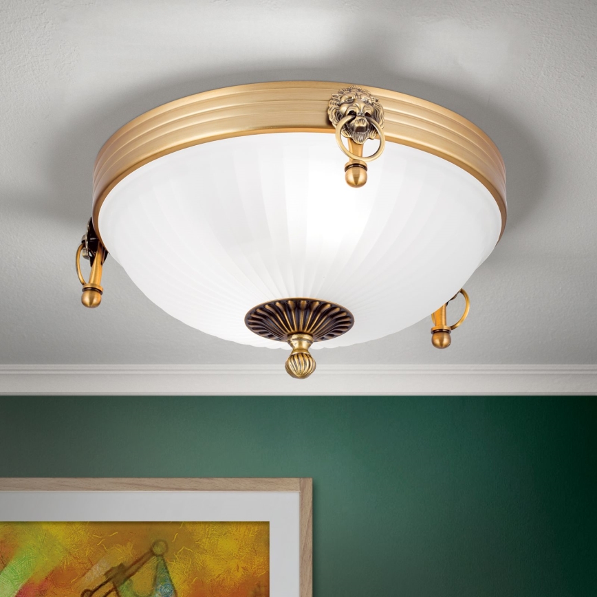 Taklampa ROCCA 2xE27/60W/230V diameter 31 cm brons/vit