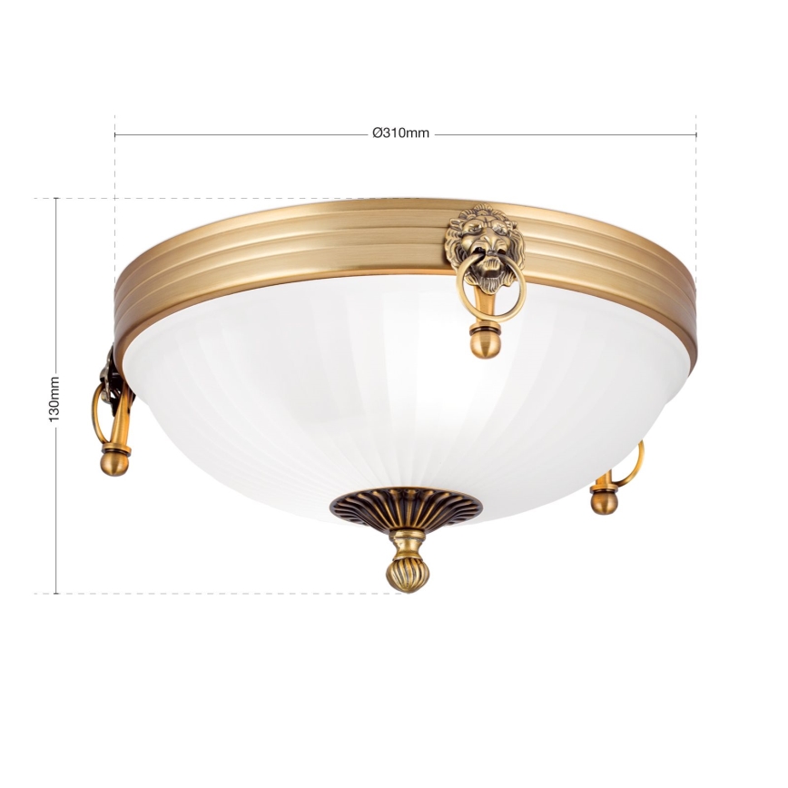 Taklampa ROCCA 2xE27/60W/230V diameter 31 cm brons/vit