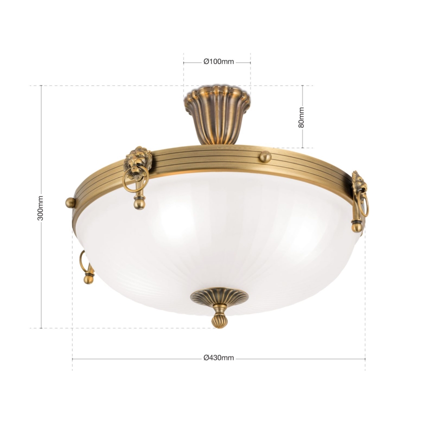 Ytmonterad ljuskrona ROCCA 4xE27/60W/230V diameter 43 cm brons/vit
