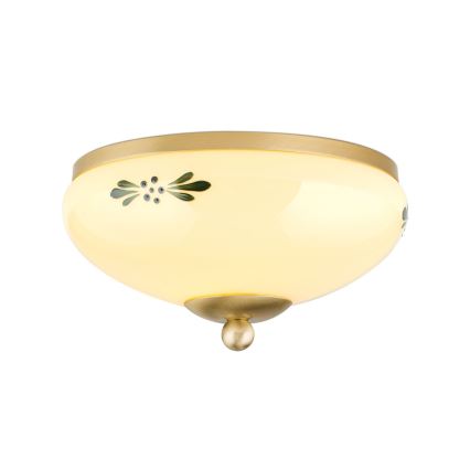 Taklampa LANDHAUS 1xE27/60W/230V diameter 21 cm mässing/beige