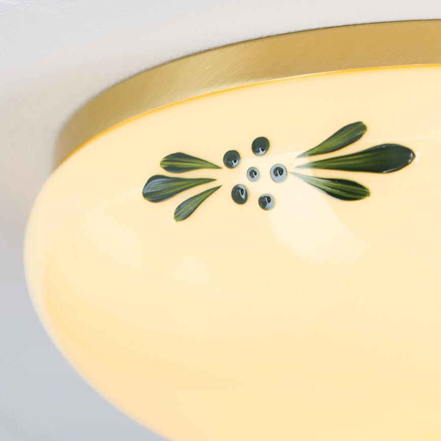 Taklampa LANDHAUS 1xE27/60W/230V diameter 21 cm mässing/beige