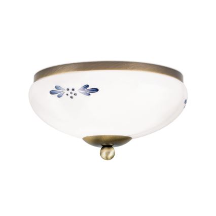 Taklampa LANDHAUS 1xE27/60W/230V Ø 21 cm, brons/vit/blå
