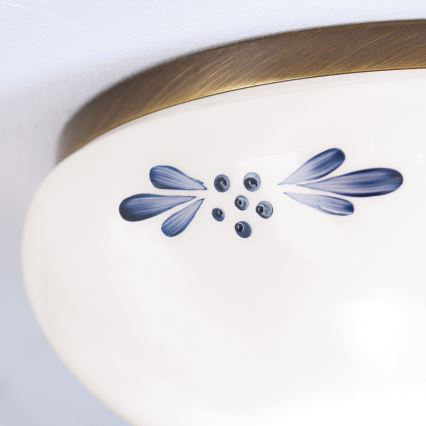 Taklampa LANDHAUS 1xE27/60W/230V Ø 21 cm, brons/vit/blå