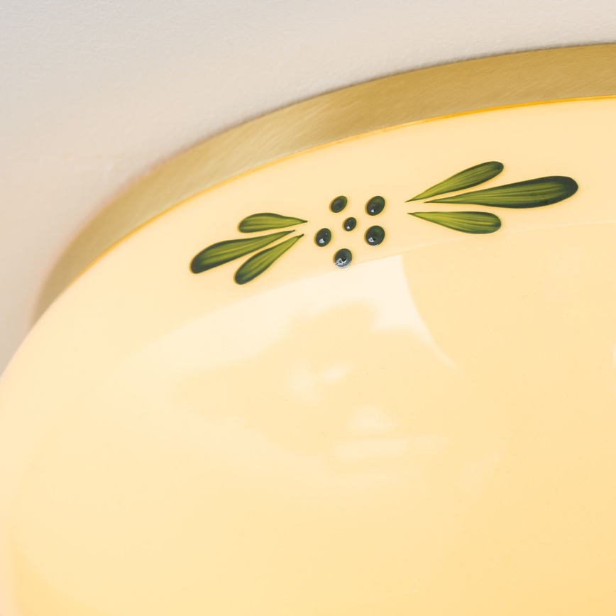 Taklampa LANDHAUS 2xE27/60W/230V diameter 28 cm mässing/beige