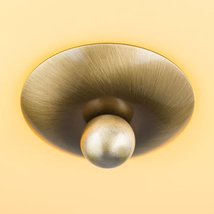 Taklampa LANDHAUS 2xE27/60W/230V diameter 28 cm mässing/beige