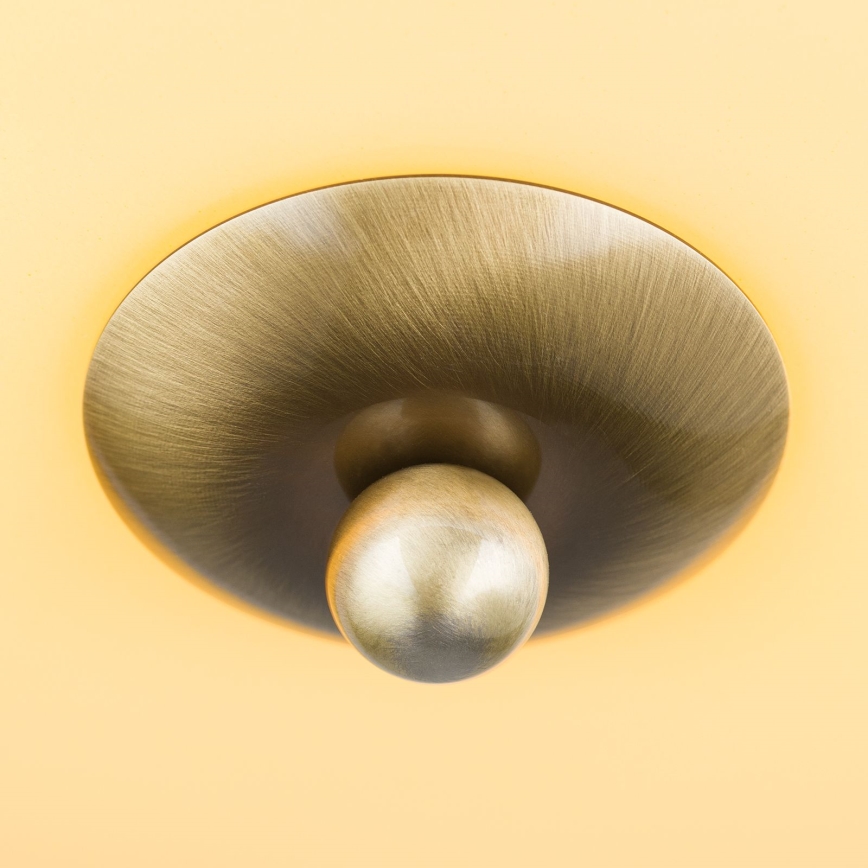 Taklampa LANDHAUS 2xE27/60W/230V diameter 28 cm mässing/beige