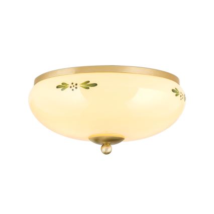 Taklampa LANDHAUS 2xE27/60W/230V Ø 28 cm mässing/beige/grön