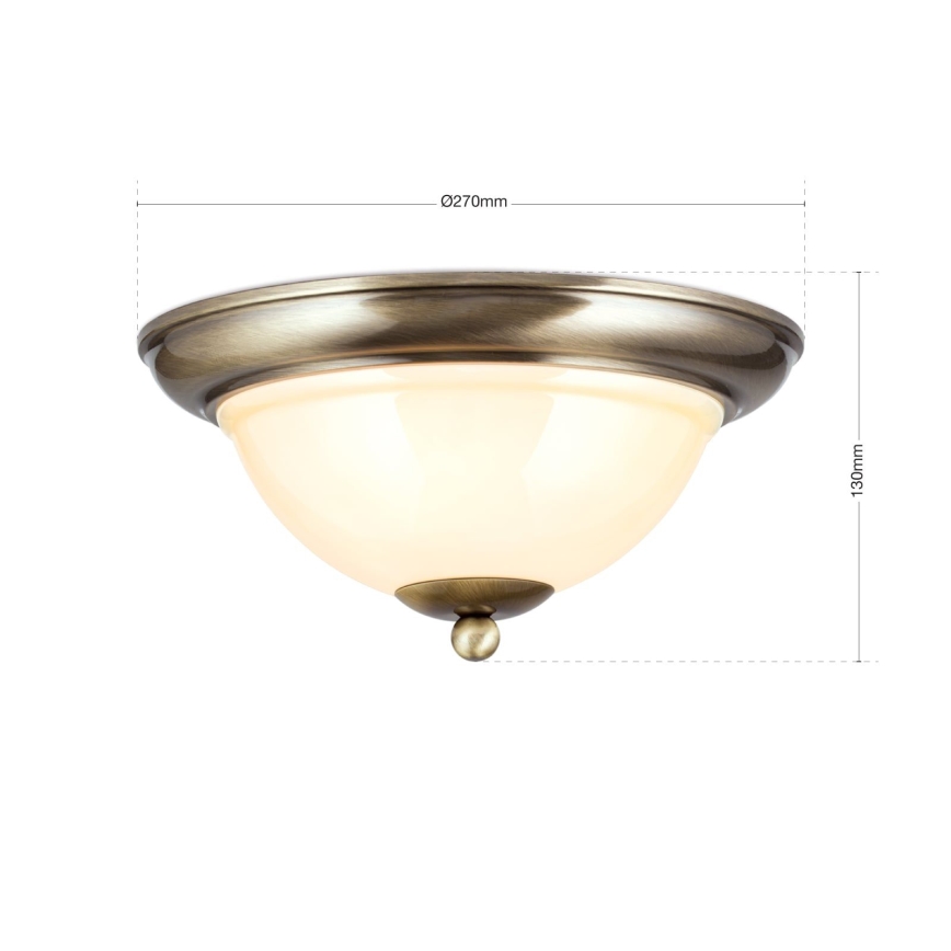 Taklampa AUSTRIAN OLD LAMP 2xE27/60W/230V diameter 27 cm brons/beige