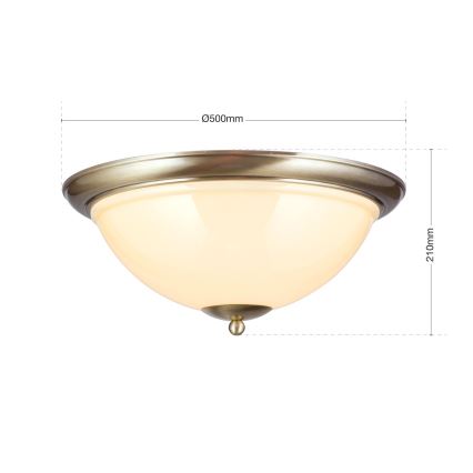 Taklampa AUSTRIAN OLD LAMP 3xE27/60W/230V diameter 50 cm brons/beige