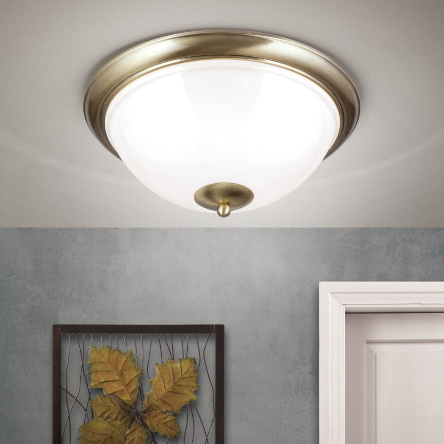 Taklampa AUSTRIAN OLD LAMP 3xE27/60W/230V diameter 50 cm brons/vit