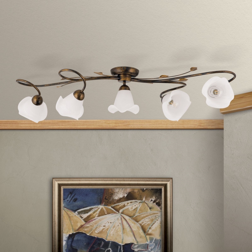 Ytmonterad ljuskrona SISI 5xE14/40W/230V brons/patina