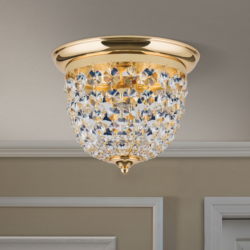 Vägglampa i kristall PLAFOND 1xE27/40W/230V diameter 26 cm guld