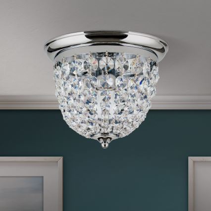 Vägglampa i kristall PLAFOND 1xE27/40W/230V diameter 26 cm skinande krom